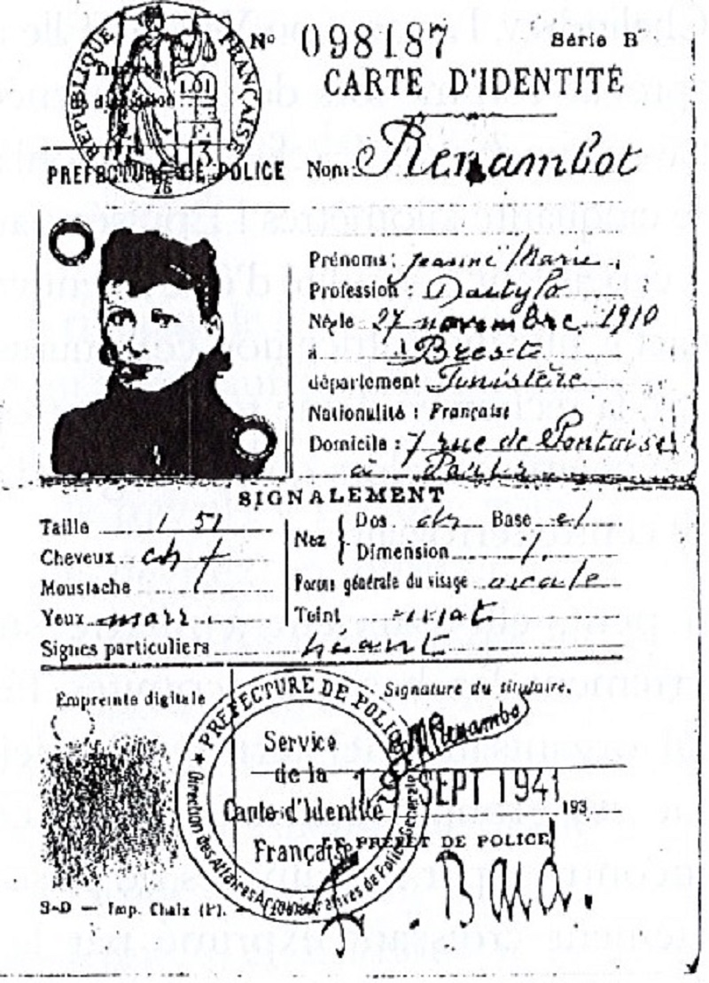 La fausse carte d’identité délivrée à Madeleine Marzin pour qu’elle puisse rejoindre sans délai l’Est de la France en 1944. Crédit : Photo extraite de l'ouvrage "Madeleine Marzin, Bretonne, résistante et élue communiste de Paris" d'Alain Prigent, éd. Manifeste, 2022.