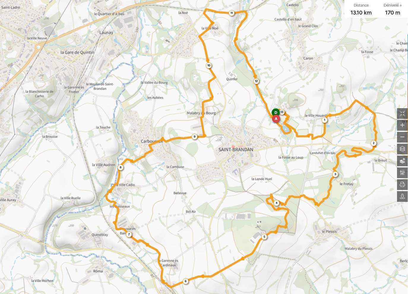 Trail Saint Brandan (carte 13km)