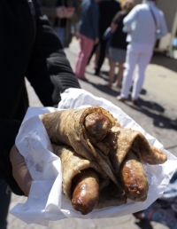 Galette-sauccise sur le marché de Saint-Brieuc