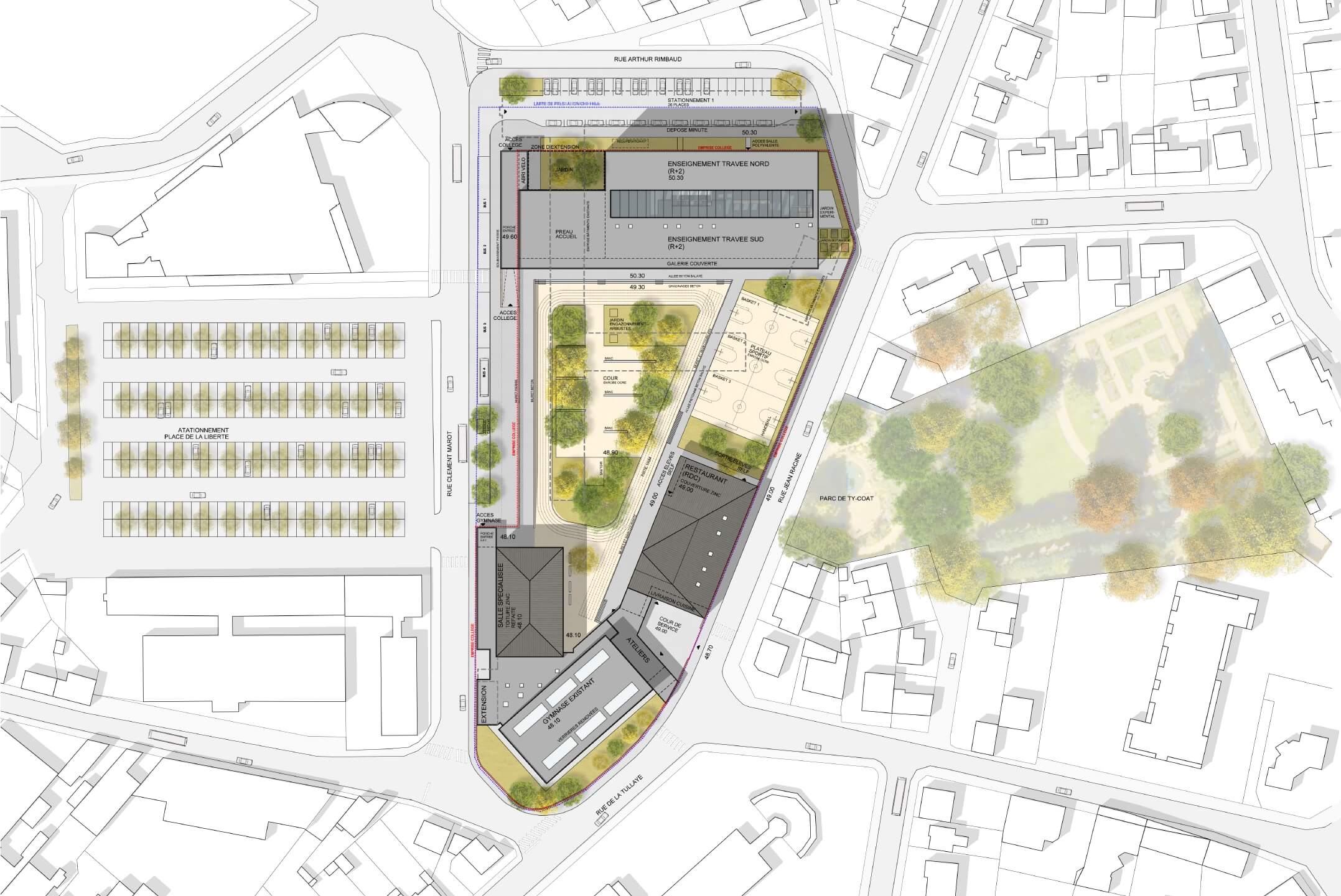 Plan de masse du collège Racine