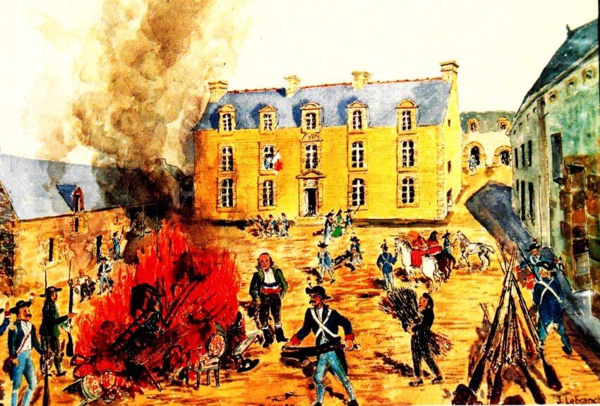Tableau de Jules Girardet « Episode de la Chouannerie » (Musée des Jacobins de Morlaix), extrait de La Révolution dans le Trégor, éd. Trégor 89