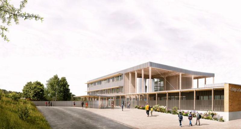 Esquisse du futur collège La Gautrais de Plouasne par NUNC Architectes