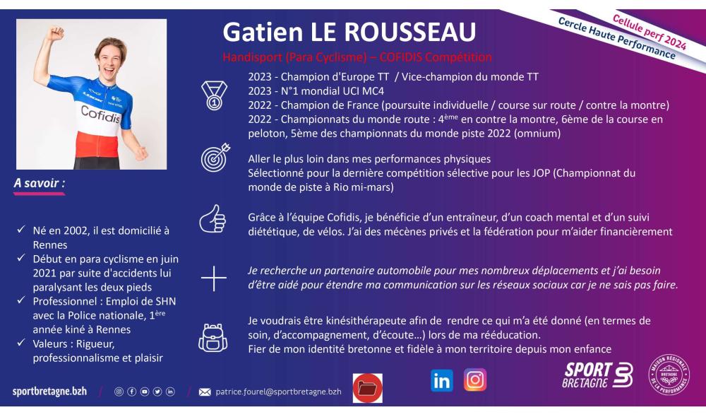 Gatien LE ROUSSEAU - Handisport (Para Cyclisme) – COFIDIS Compétition