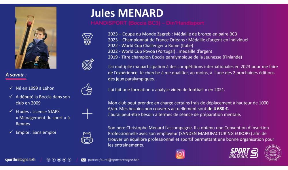 Jules MENARD - HANDISPORT (Boccia BC3) – Din’Handisport
