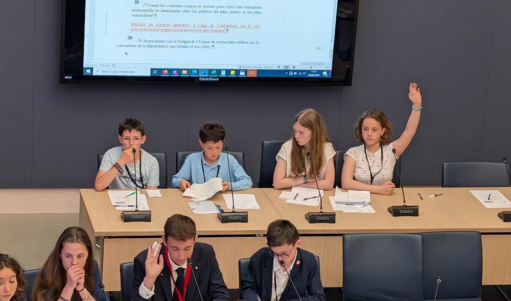 Les amendements sont présentés à la commission et débattus : chacun peut prendre la parole pour exprimer son opinion avant le vote final.  Crédit : V. Le Pape